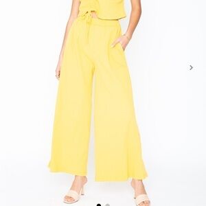 NWT Revolve Callahan Knitwear Wide Flare Leg Pant Mango Yellow Size S